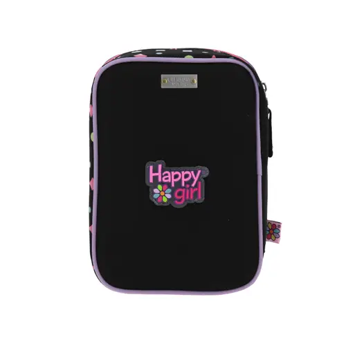Lapicera escolar Happy Girl by Chenson negra con amplio compartimento - vista 2