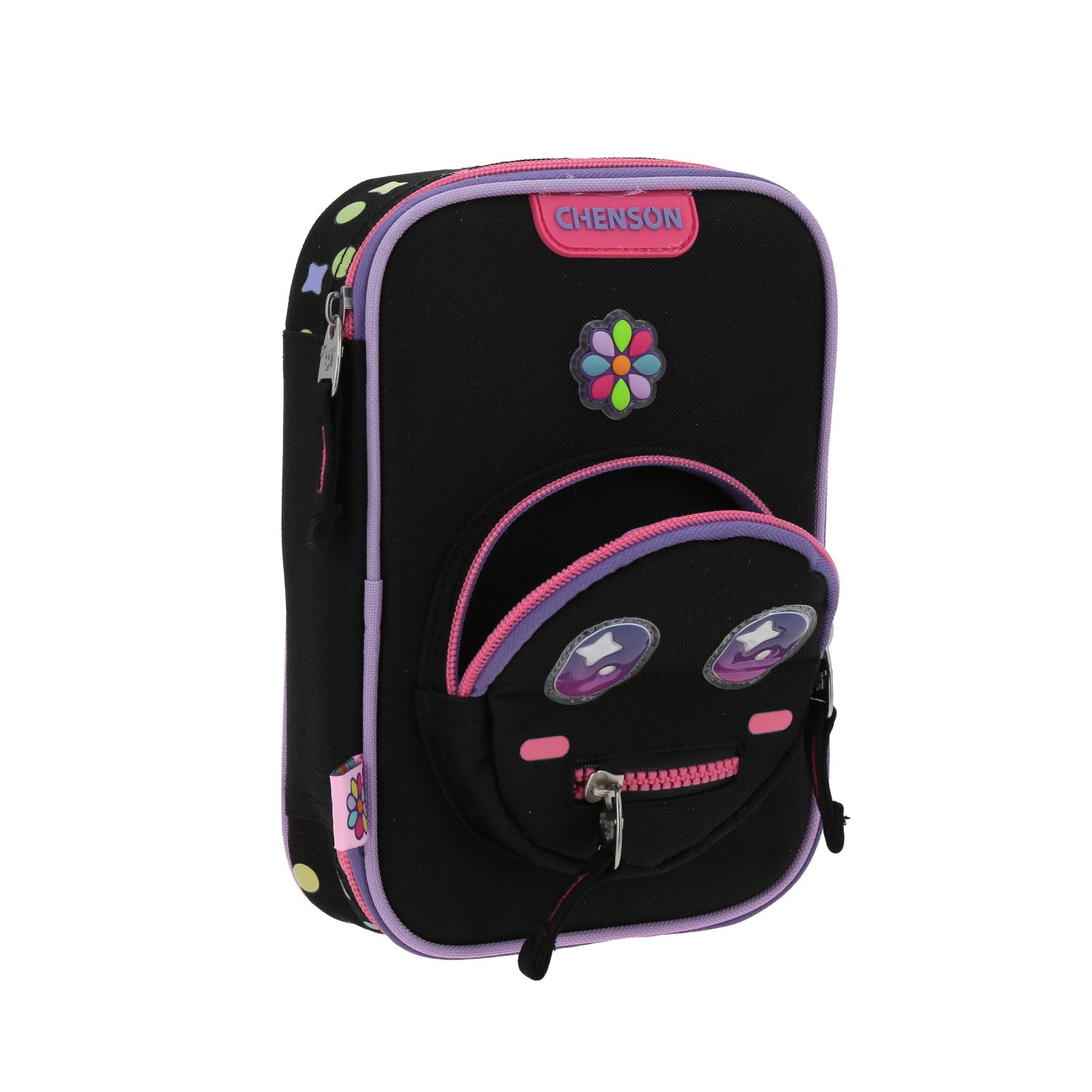 Lapicera escolar Happy Girl by Chenson negra con amplio compartimento - vista 2