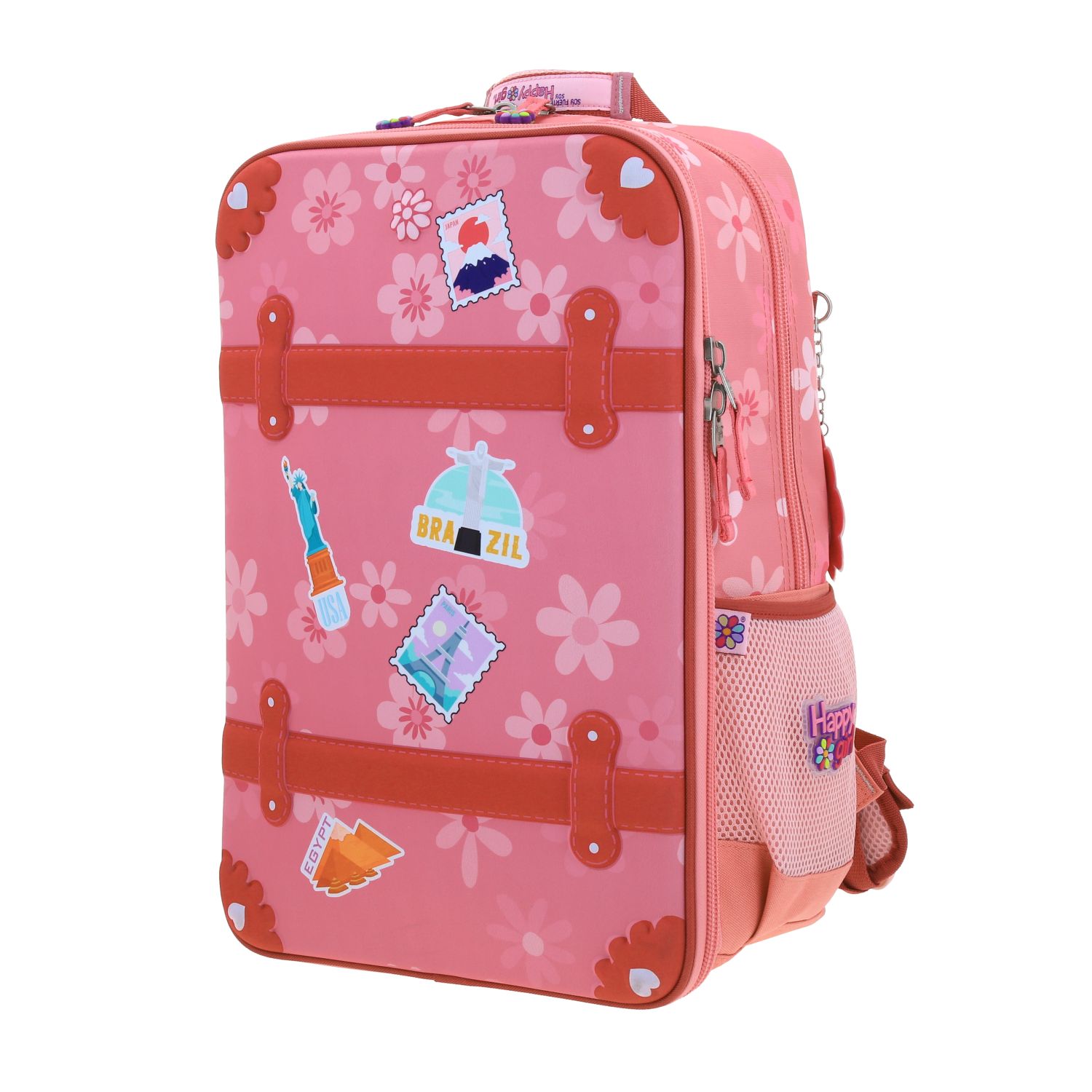 Mochila escolar para niña Happy Girl Rosa con amplio compartimento 2