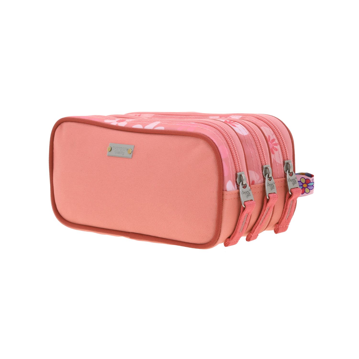 Lapicera Happy Girl Rosa Triple Compartimento Escolar Primaria 5