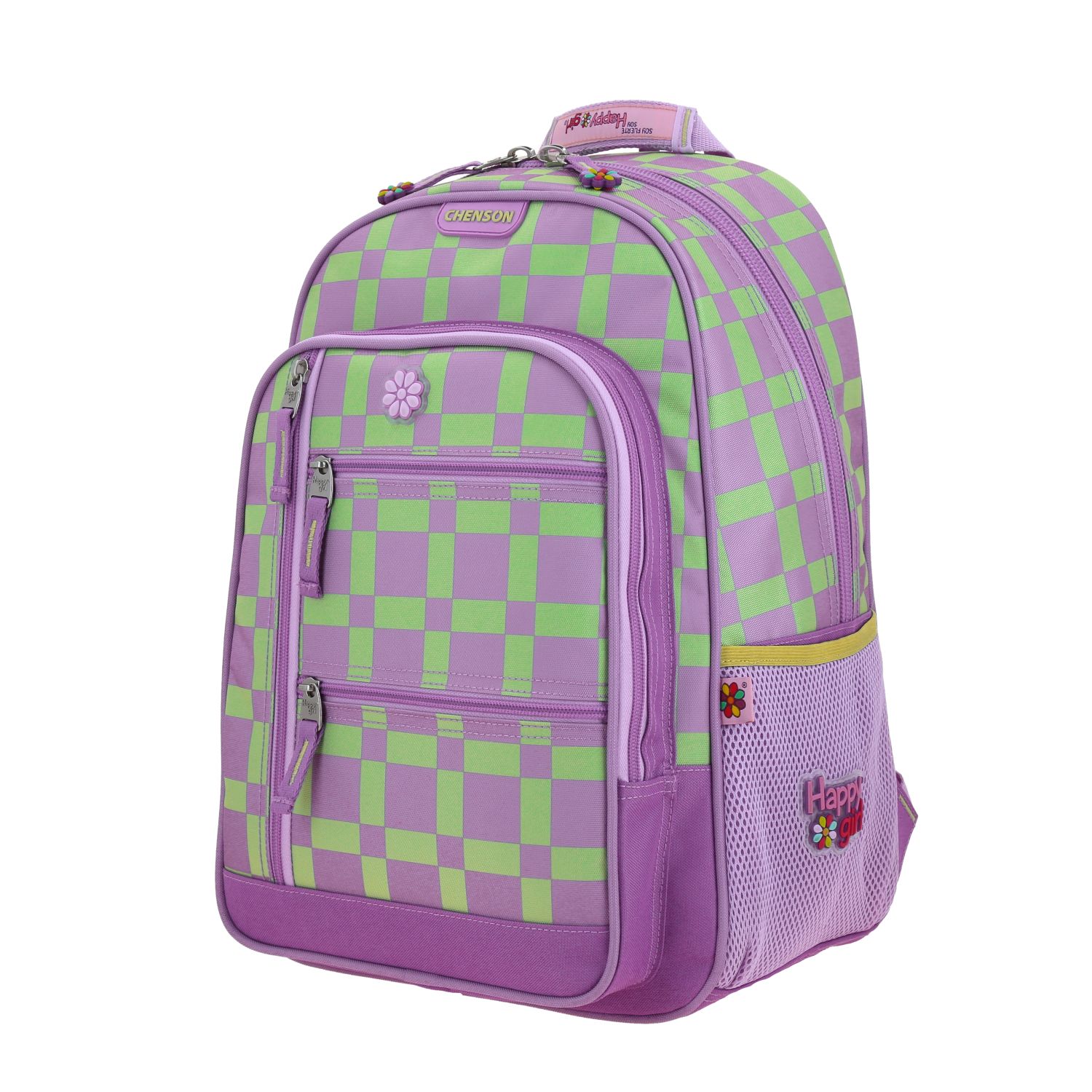 Mochila escolar para niña Happy Girl uva con compartimentos seguros 2