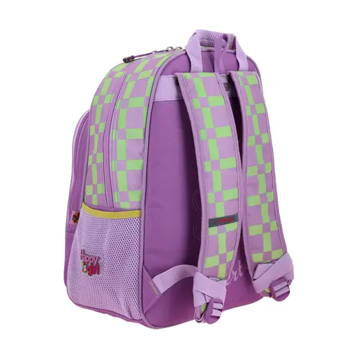 Mochila escolar para niña Happy Girl uva con compartimentos seguros 3