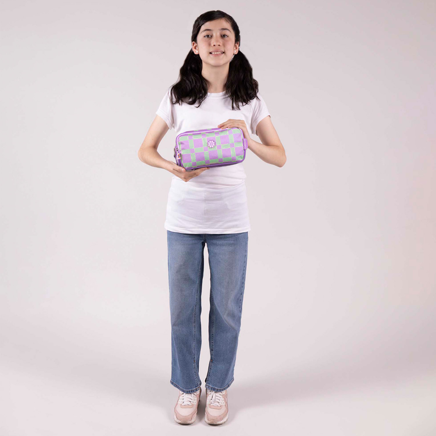 Lapicera escolar para niña Happy Girl uva con doble compartimento - vista 2