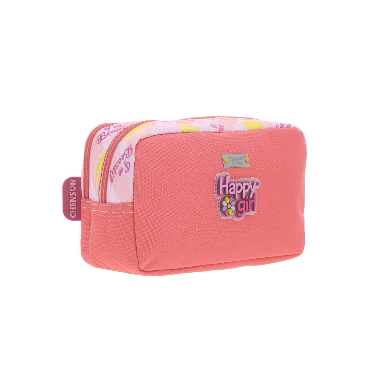 Lapicera escolar para niña Happy Girl by Chenson color rosa con doble compartimento 3