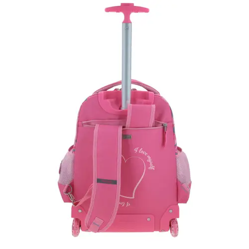 Mochila con Ruedas Happy Girl Rosa para Niña - Diversión y Durabilidad - vista 2