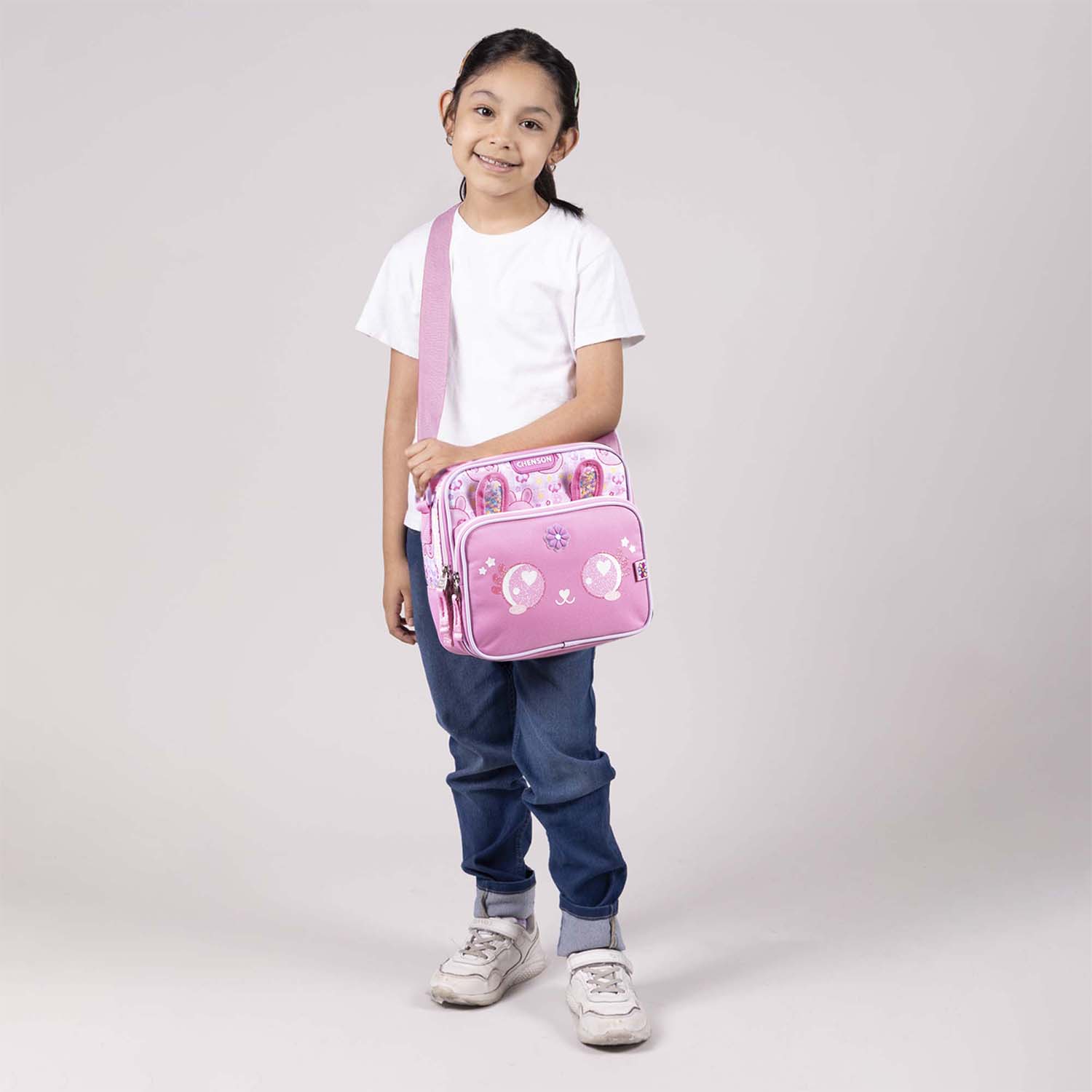 Lonchera escolar térmica Happy Girl rosa para niña - Divertida y resistente - vista 2