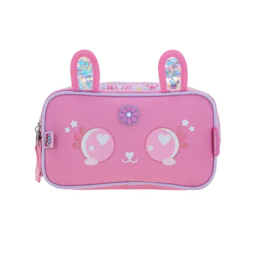 Lapicera escolar para niña Happy Girl rosa con doble bolsillo