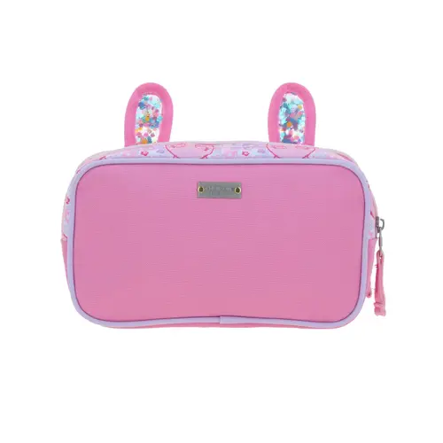 Lapicera escolar para niña Happy Girl rosa con doble bolsillo - vista 2