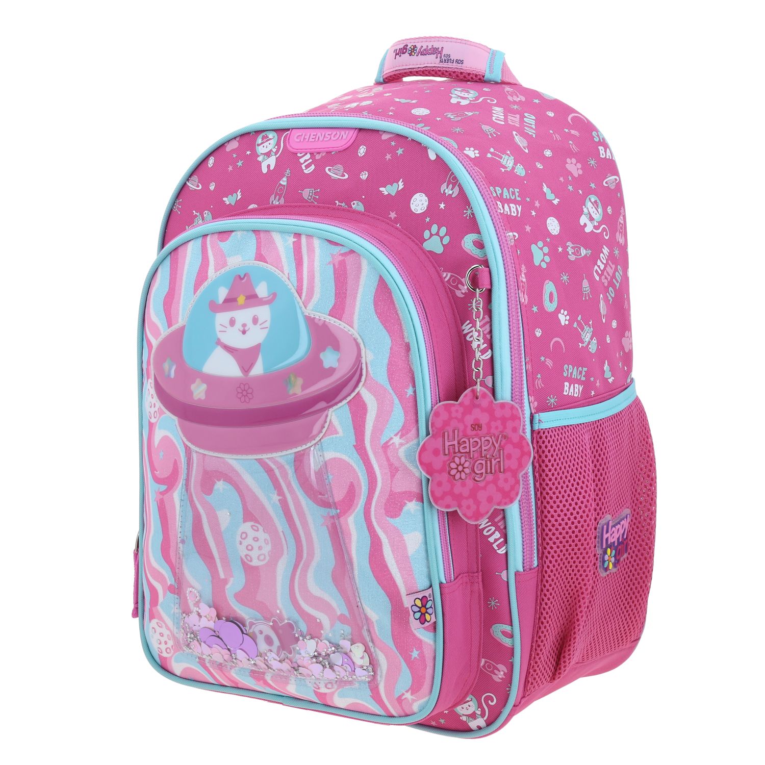 Mochila escolar para niña Happy Girl by Chenson Rosa con amplio compartimento 2