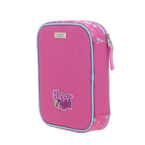 Lapicera escolar para niña Happy Girl by Chenson rosa con amplio compartimento 5