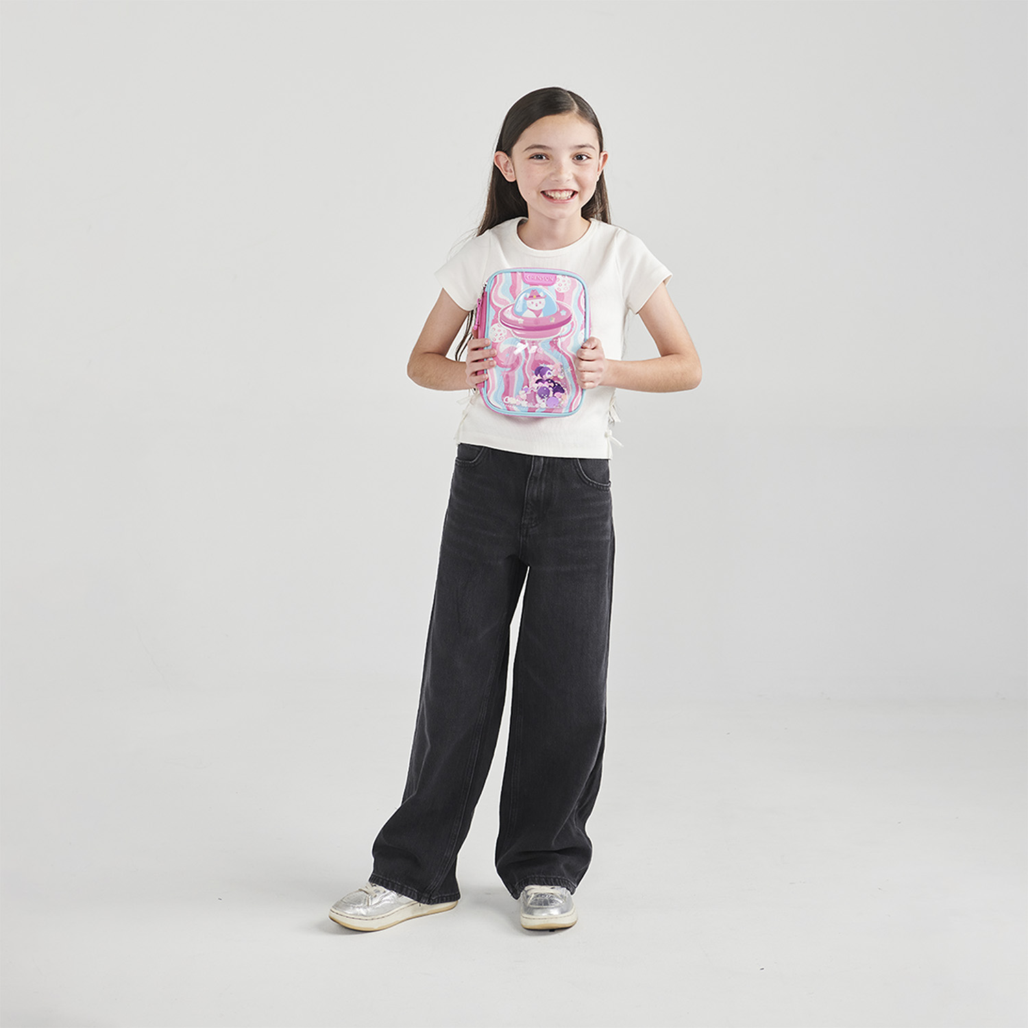 Lapicera escolar para niña Happy Girl by Chenson rosa con amplio compartimento - vista 2