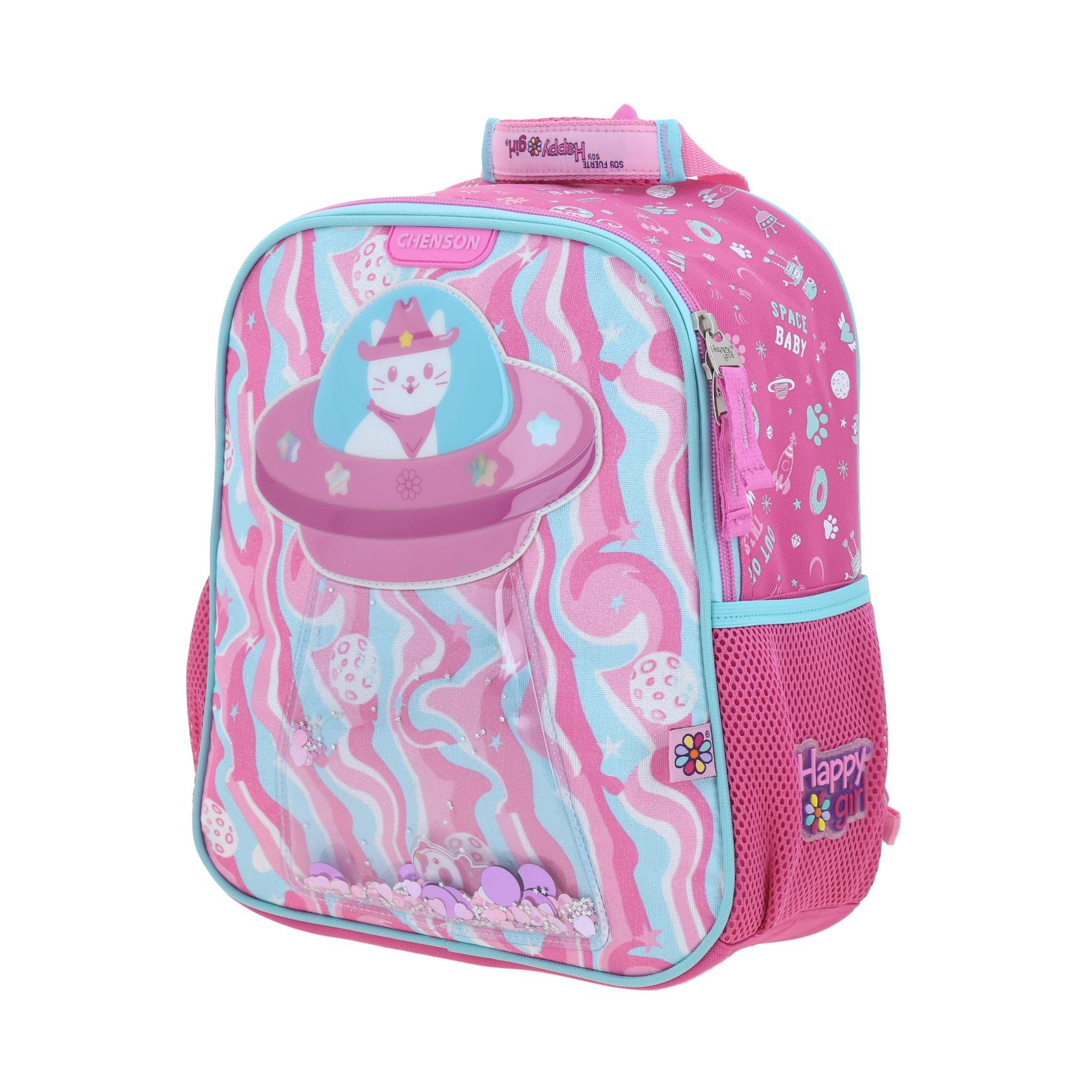 Mochila escolar para niña Happy Girl by Chenson Rosa con gran compartimento 2