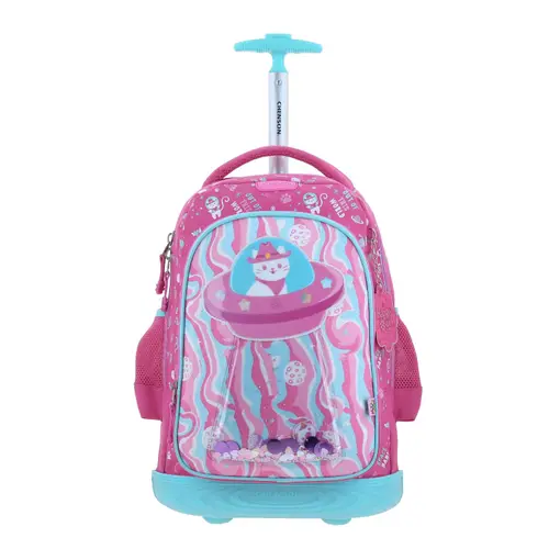 Kit Escolar Happy Girl by Chenson (Mochila con Ruedas + Lapicera) Rosa Infantil - Modelo HG70161 - vista 2