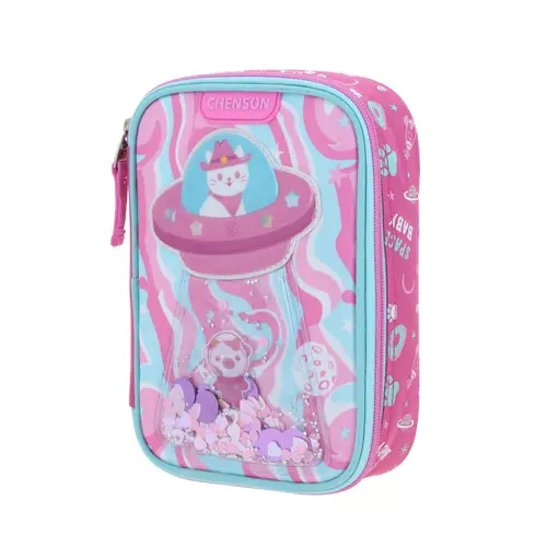 Kit Escolar Happy Girl by Chenson (Mochila con Ruedas + Lapicera) Rosa Infantil - Modelo HG70161 5