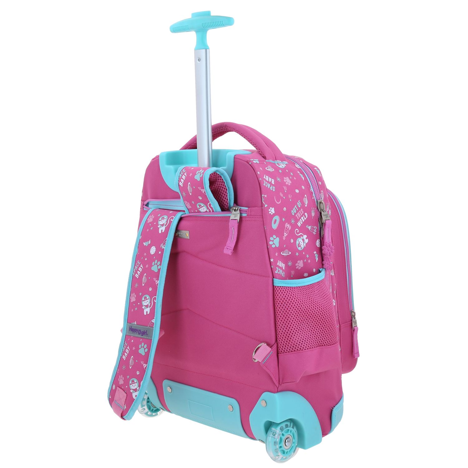 Mochila con Ruedas Happy Girl Rosa para Niña - Diversión y Durabilidad 5