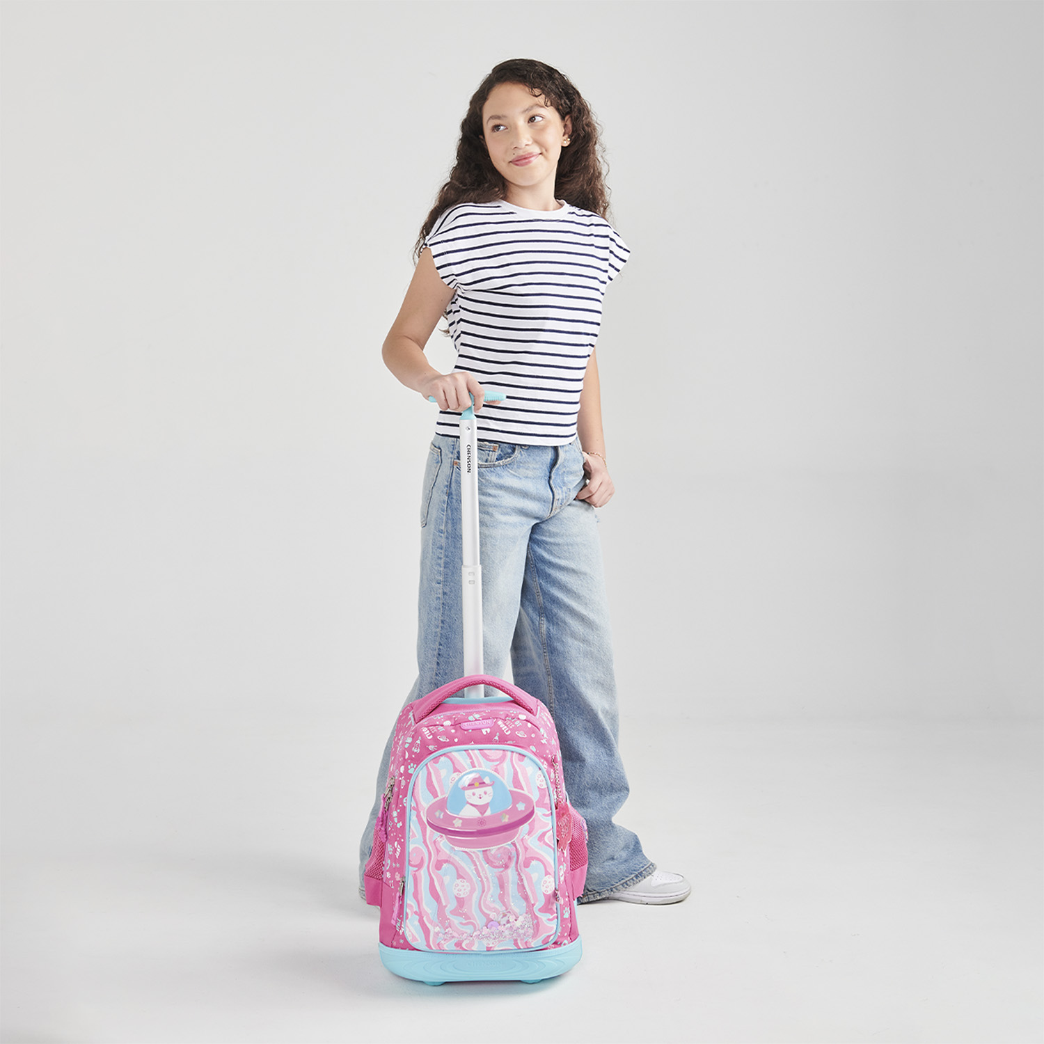 Mochila con Ruedas Happy Girl Rosa para Niña - Diversión y Durabilidad - vista 2