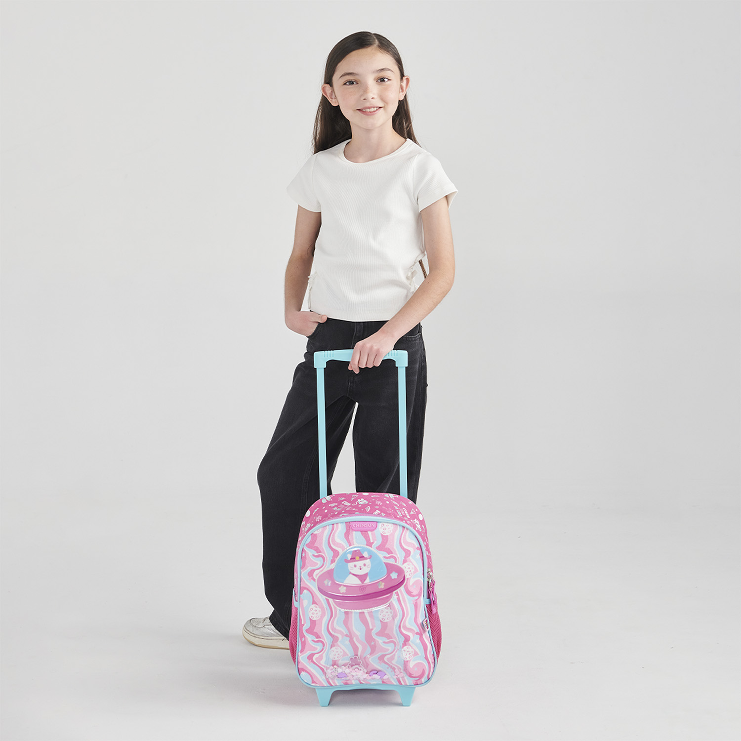 Mochila con Ruedas Happy Girl Rosa para Niña - Diversión y Durabilidad - vista 2