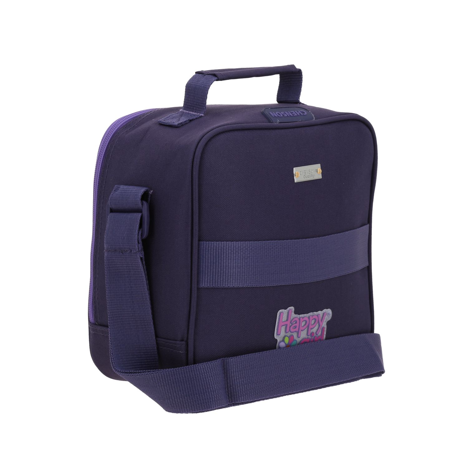 Lonchera escolar térmica Happy Girl uva con asa ajustable y divertida 3