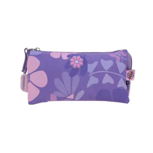 Lapicera escolar para niña Happy Girl by Chenson color uva con triple compartimento