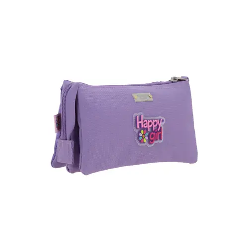 Lapicera escolar para niña Happy Girl by Chenson color uva con triple compartimento - Modelo HG70174 3