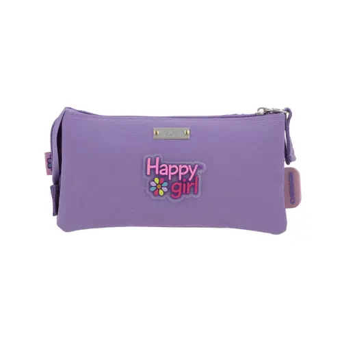 Lapicera escolar para niña Happy Girl by Chenson color uva con triple compartimento - vista 2