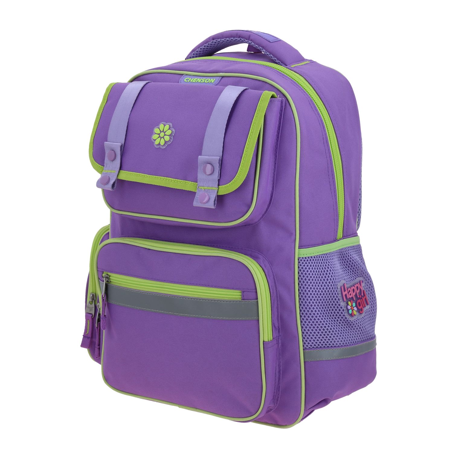 Mochila escolar para niña Happy Girl by Chenson violeta con seguridad y diversión 2