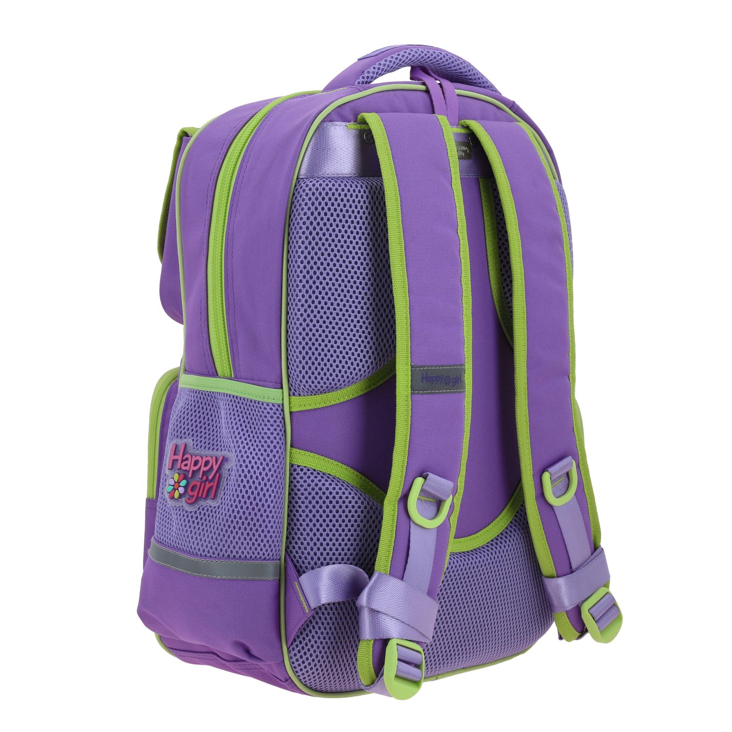 Mochila escolar para niña Happy Girl by Chenson violeta con seguridad y diversión 3