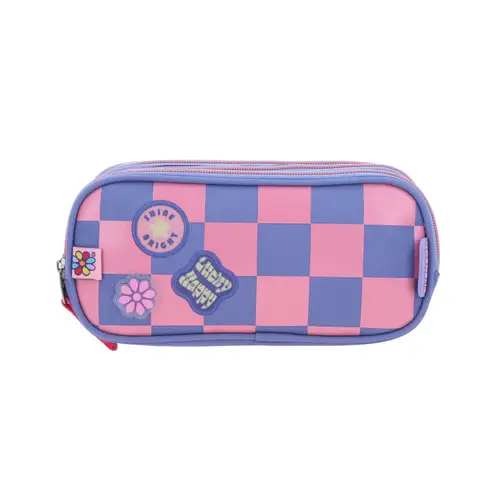 Lapicera escolar para niña Happy Girl by Chenson color uva con triple compartimento