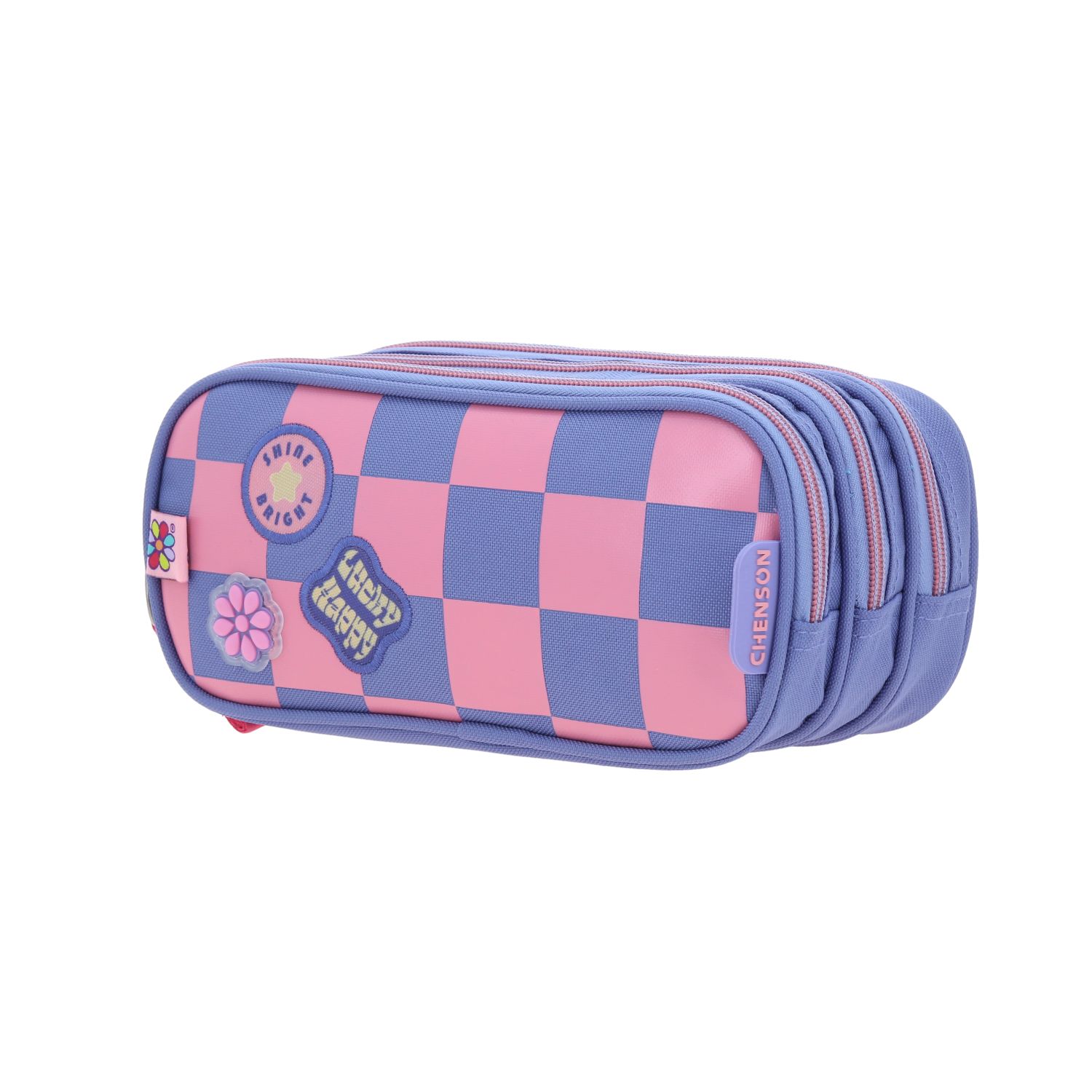 Lapicera escolar para niña Happy Girl by Chenson color uva con triple compartimento 2