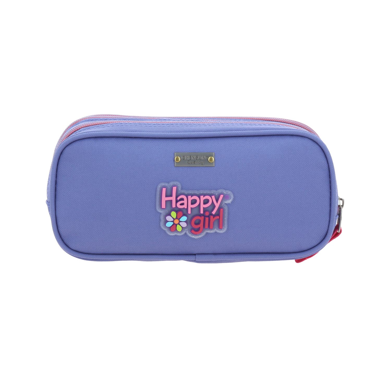 Lapicera escolar para niña Happy Girl by Chenson color uva con triple compartimento 4
