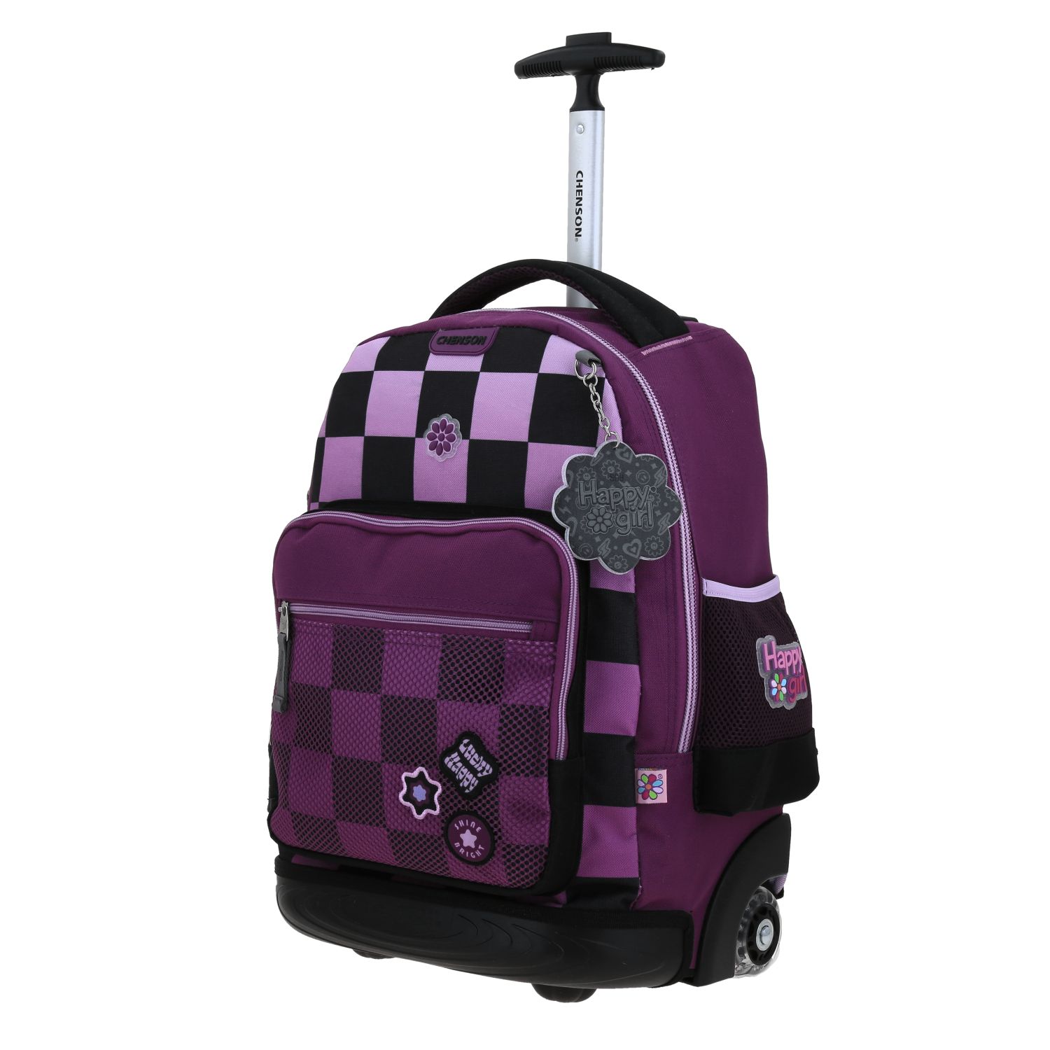 Mochila con Ruedas Happy Girl by Chenson Negra para Niña - Diversión y Durabilidad 2