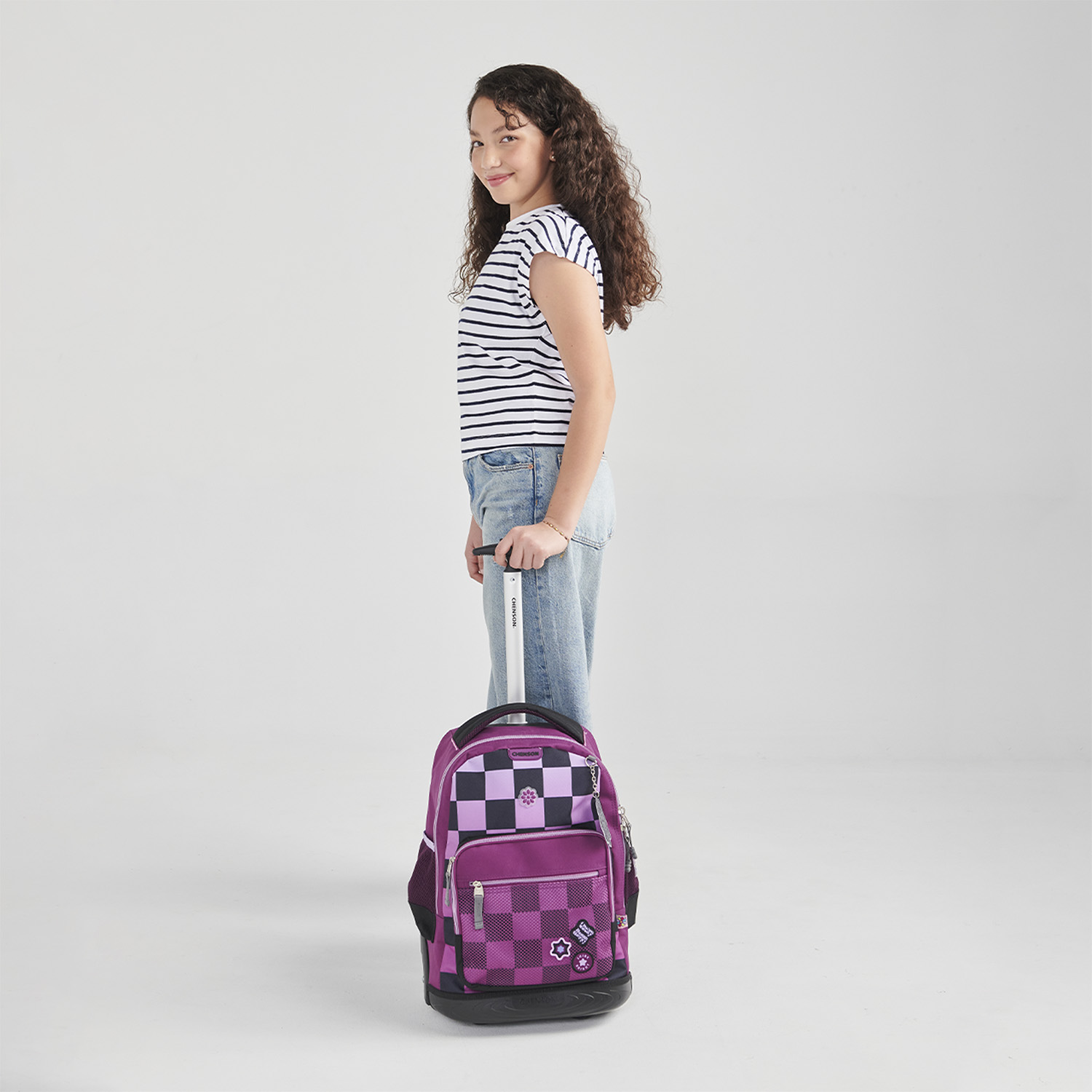 Mochila con Ruedas Happy Girl by Chenson Negra para Niña - Diversión y Durabilidad - vista 2