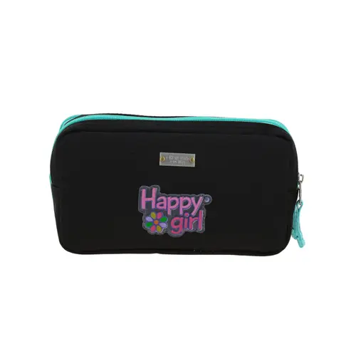 Lapicera escolar para niña Happy Girl by Chenson color negro con doble compartimento - vista 2