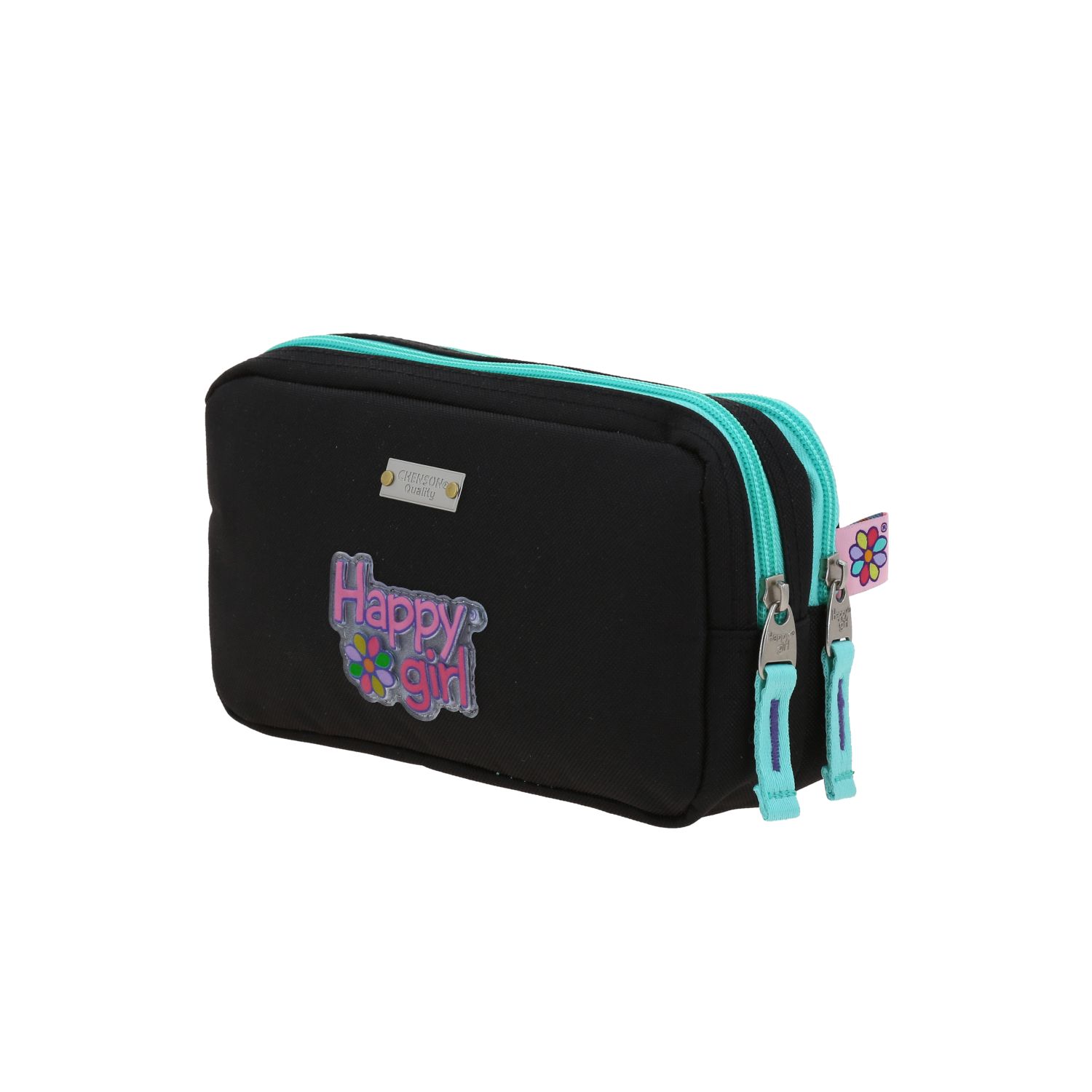 Lapicera escolar para niña Happy Girl by Chenson color negro con doble compartimento 5