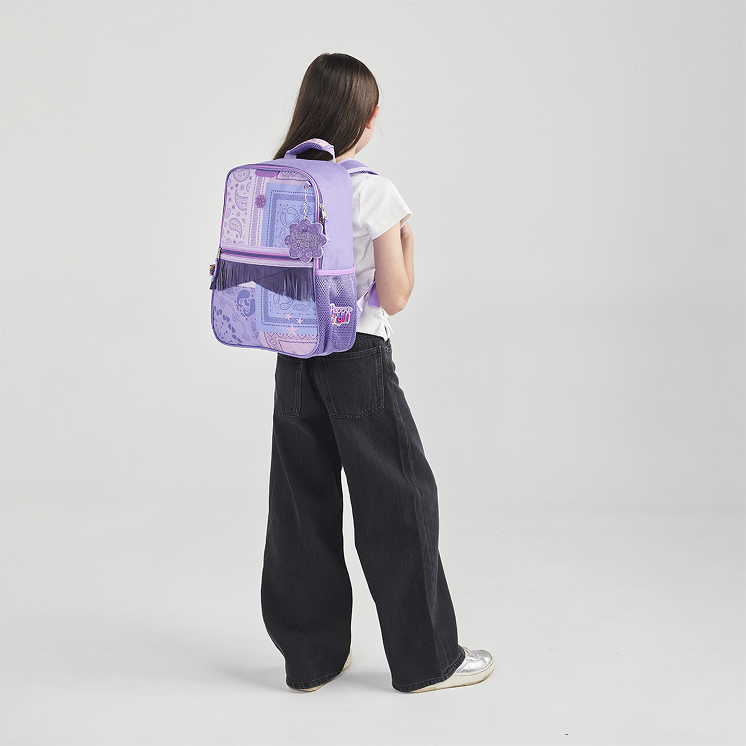 Mochila escolar para niña Happy Girl uva con amplio compartimento - vista 2