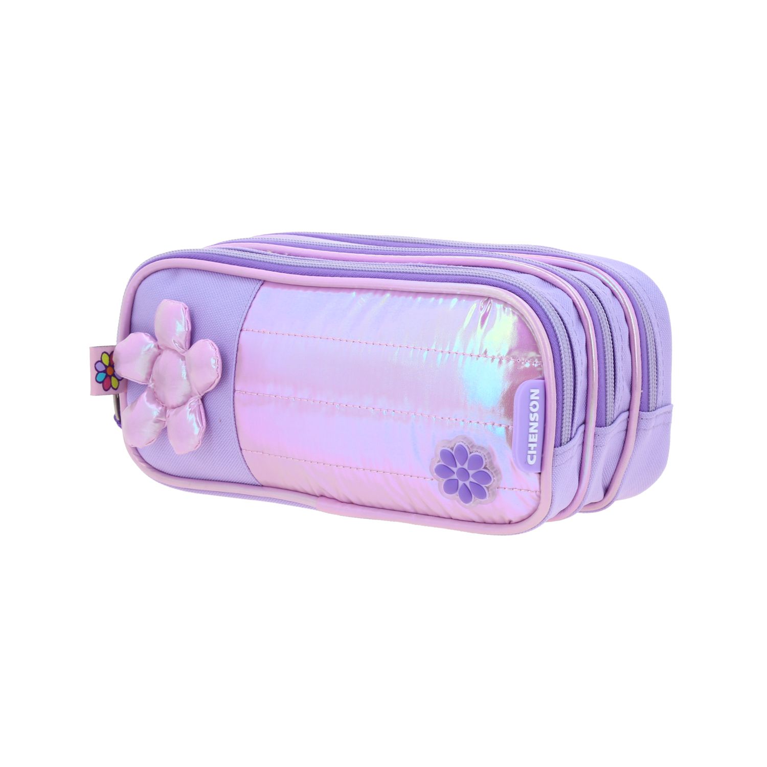 Lapicera escolar para niña Happy Girl violeta con triple compartimento 2