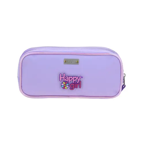 Lapicera escolar para niña Happy Girl violeta con triple compartimento - vista 2