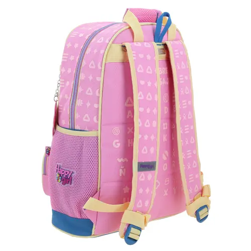 Mochila escolar para niña Happy Girl by Chenson rosa con seguridad y diversión 3