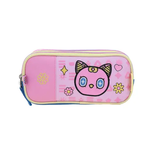 Lapicera escolar para niña Happy Girl rosa con triple compartimento