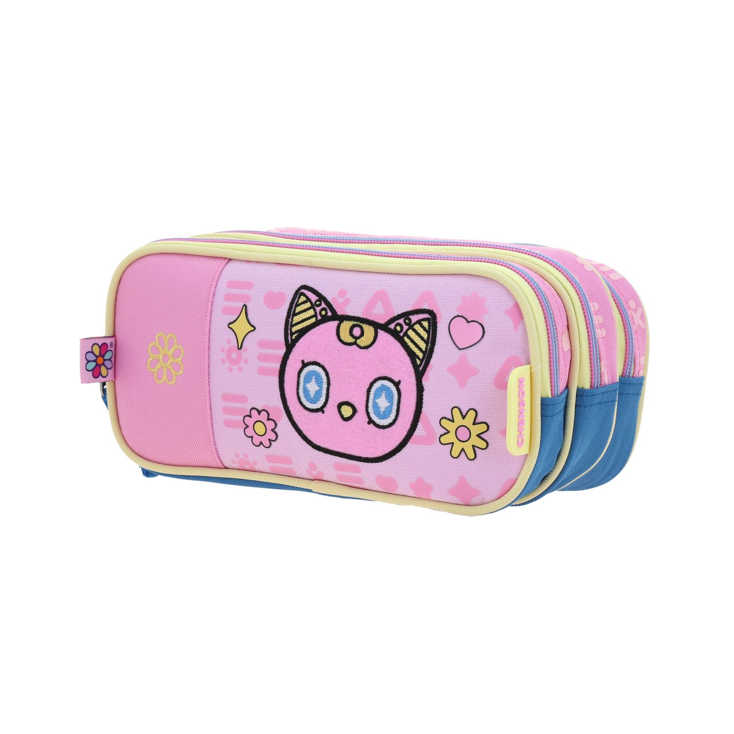 Lapicera escolar para niña Happy Girl rosa con triple compartimento 2