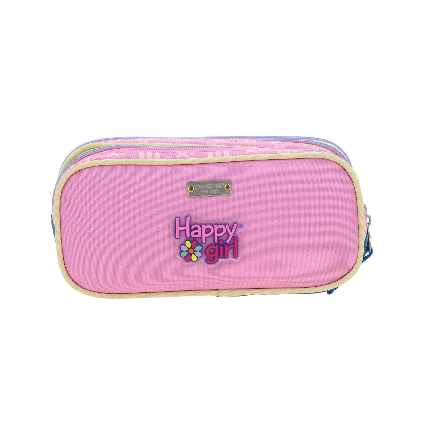 Lapicera escolar para niña Happy Girl rosa con triple compartimento 4