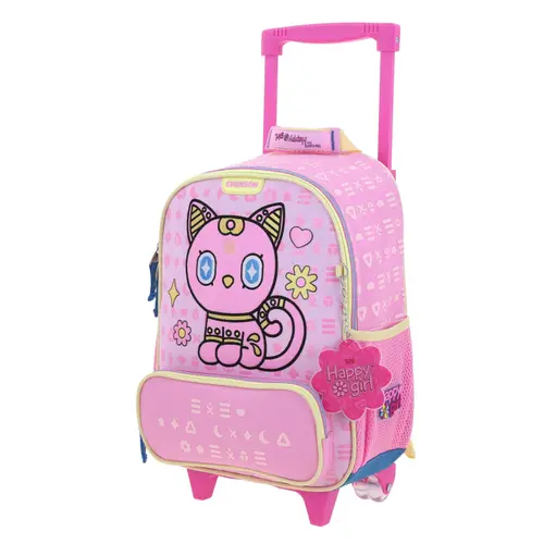 Kit Escolar Happy Girl by Chenson (Mochila con Ruedas + Lonchera + Lapicera) Rosa Infantil - Modelo HG70357 - vista 2