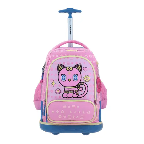Mochila con Ruedas Happy Girl Rosa con Llantitas para Niña