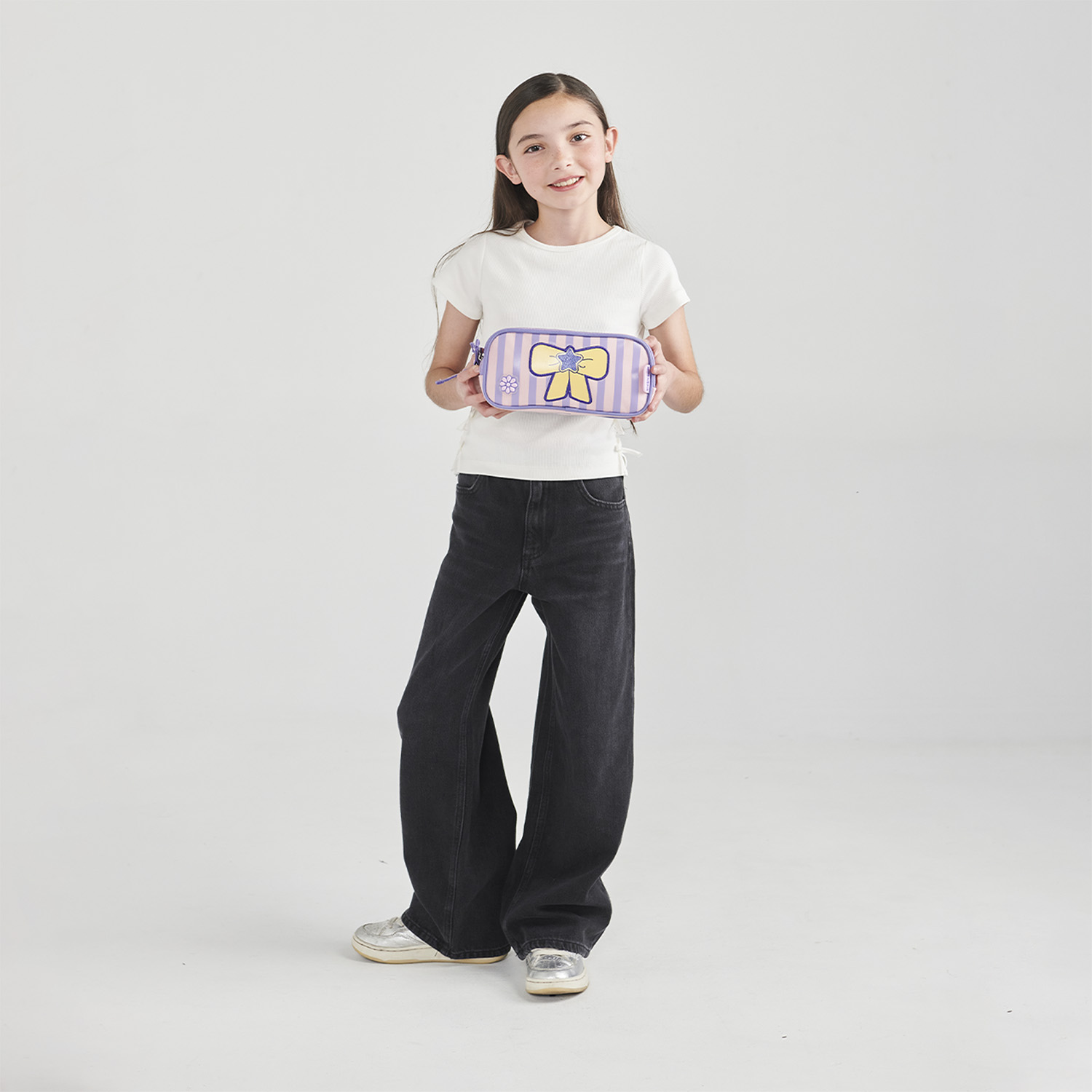 Lapicera escolar para niña Happy Girl by Chenson rosa triple compartimento - vista 2