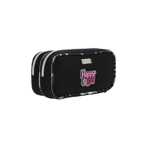 Lapicera escolar para niña Happy Girl by Chenson negra con doble compartimento 3