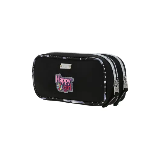 Lapicera escolar para niña Happy Girl by Chenson negra con doble compartimento 5