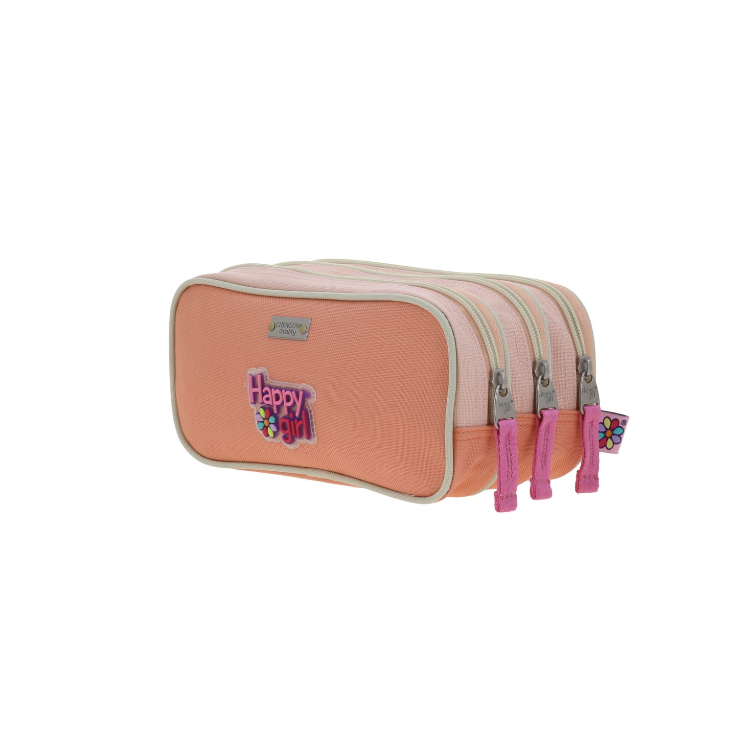 Lapicera Happy Girl Beige Triple Compartimento Escolar Niña 5