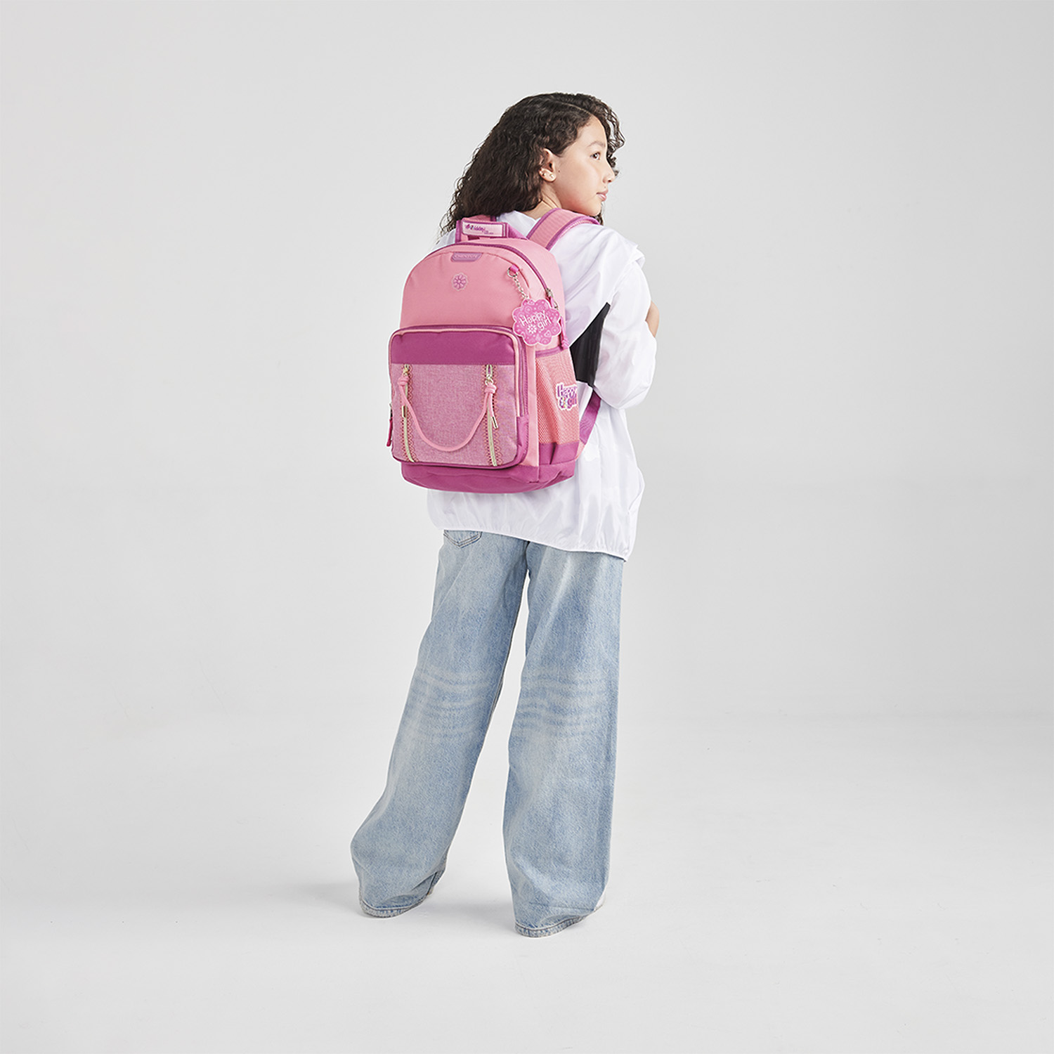 Mochila escolar para niña Happy Girl by Chenson Rosa con amplio espacio - vista 2