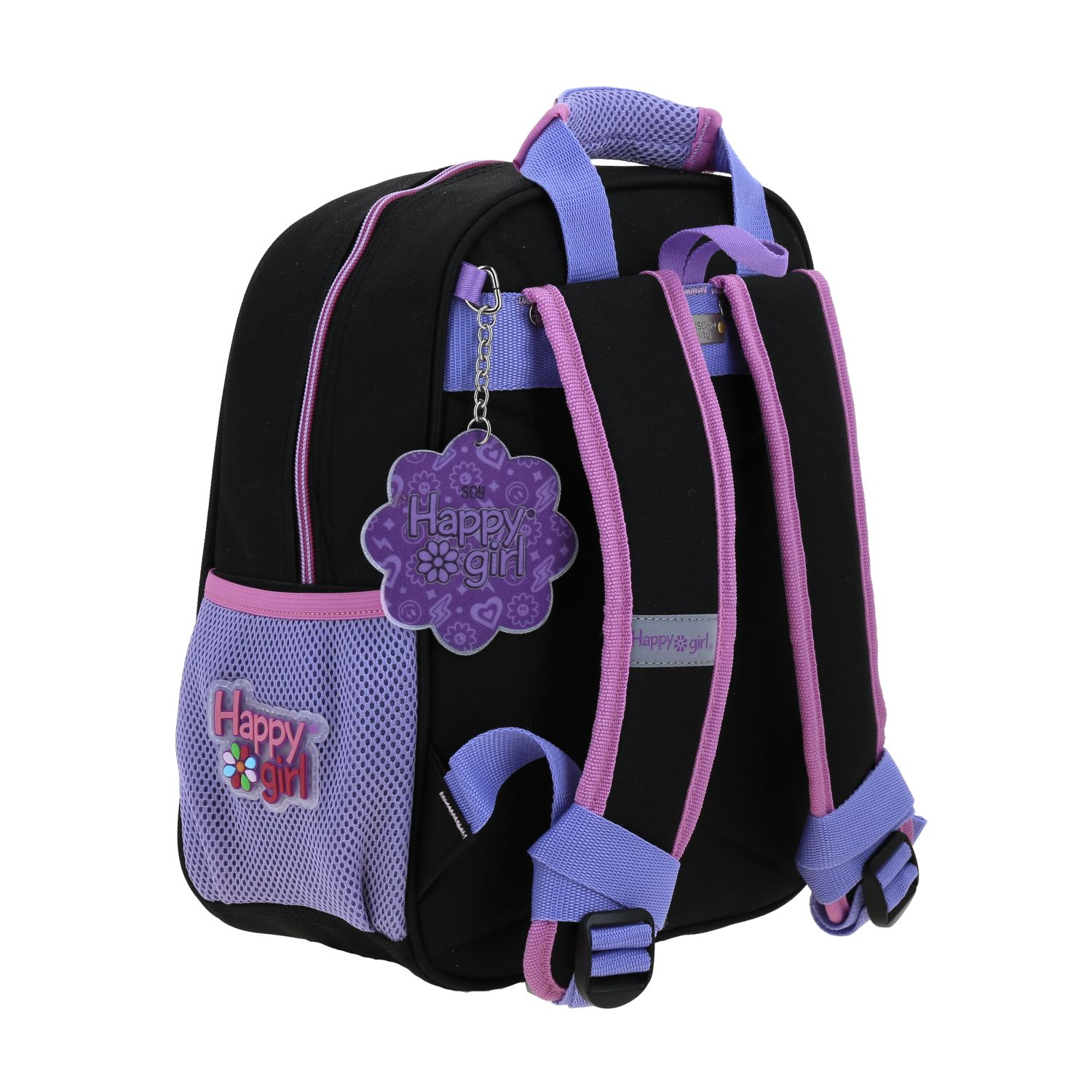 Mochila escolar para niña Happy Girl by Chenson Negra con amplio compartimento 3