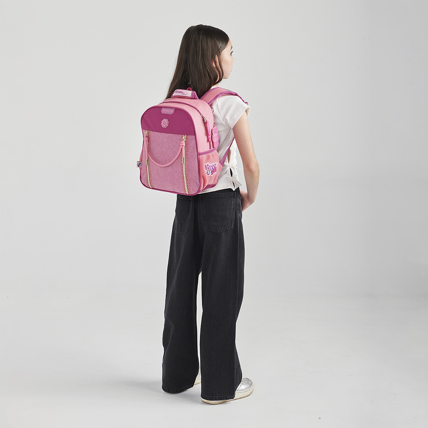 Mochila escolar para niña Happy Girl by Chenson color rosa con cierre - vista 2